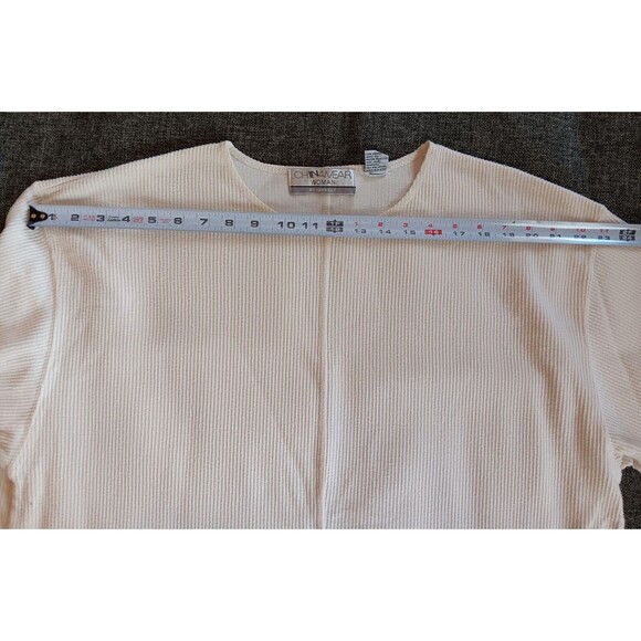 shirt 2XL Women Chinawear Casual Ivory Long Sleeve Thermal Style - Picture 8 of 9